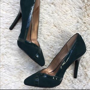 Qupid Dark Green Pointed Pumps